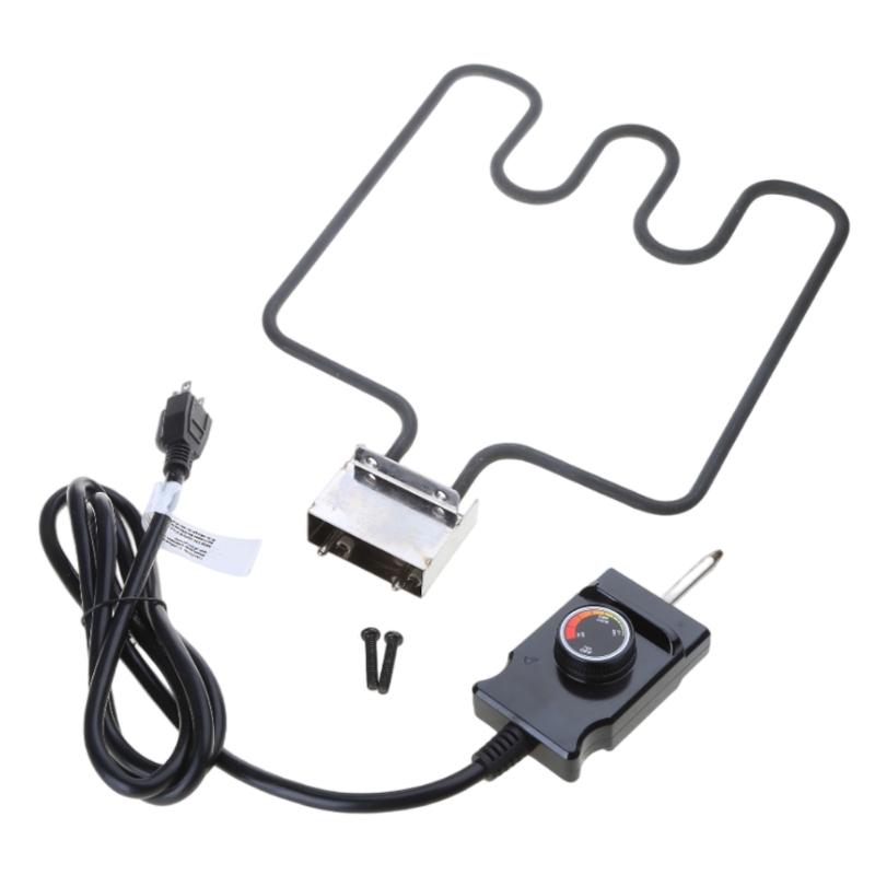 Electric Smoker Grill Heating Element with Adjustable Thermostat Cord Grill Heating Pipe Heating Element Metal Material 1