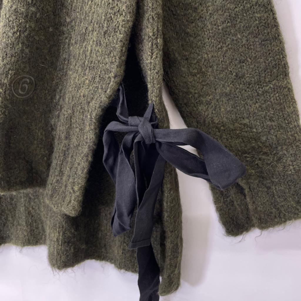 MM6 Mosqueline 21 years S52Gold Plated0091 S17770 Site Ribbon Hairy Knit tops S Moss greenUsed