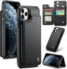 IPhone Wallet Protective Case with Card Holder, RFID Shielding, Men's and Women's Shock-absorbing Leather Bracket, Durable Protective Phone Case