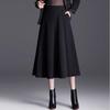 Autumn/Winter High-Waist A-Line Wool Skirt for Middle-Aged Women - Slimming Wide-Hem Pleated Skirt