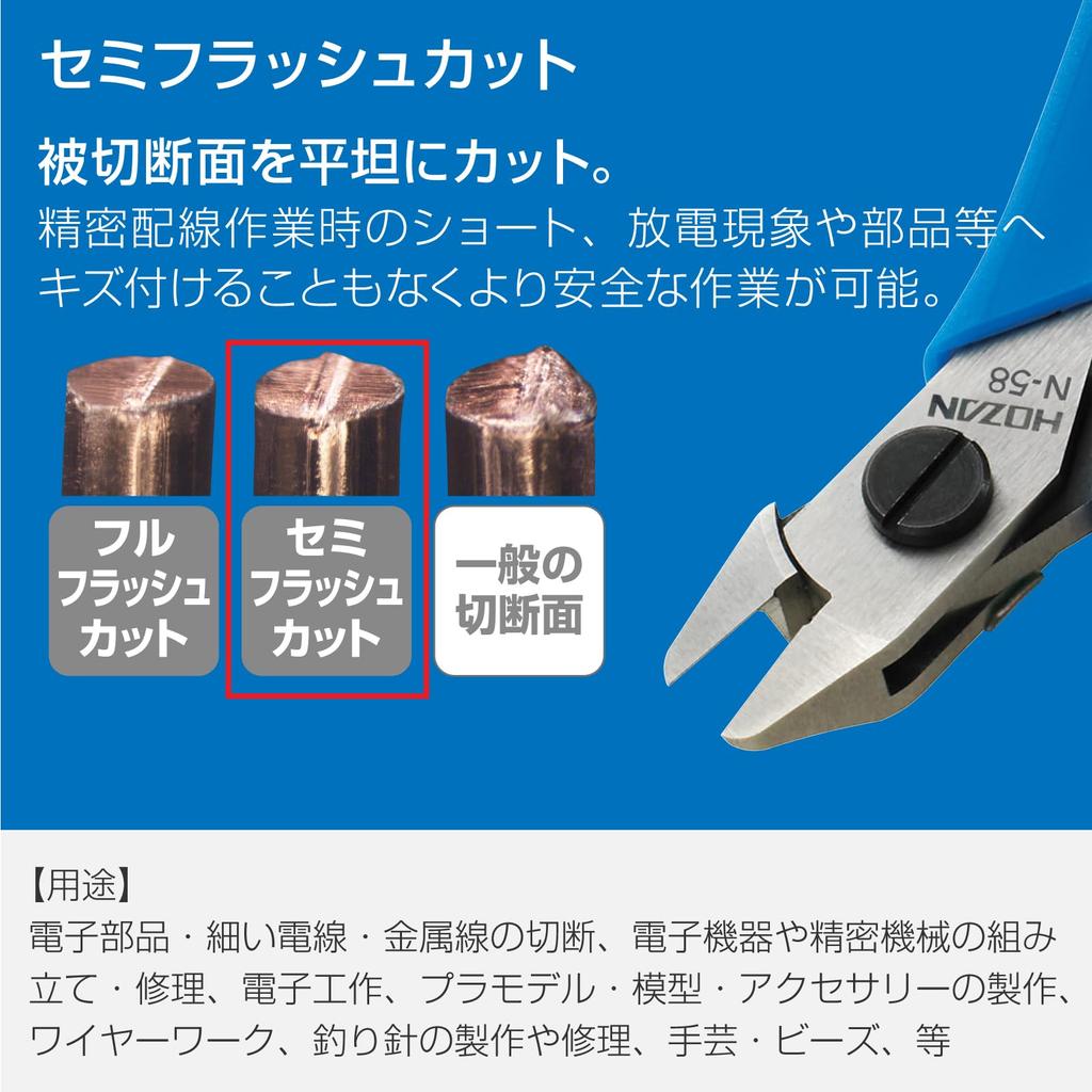 HOZAN Type à coupe précise avec coupe-fil en cuivre, Butée semi-affleurante, Capacité robuste 0,18-0,8 mm, N-58