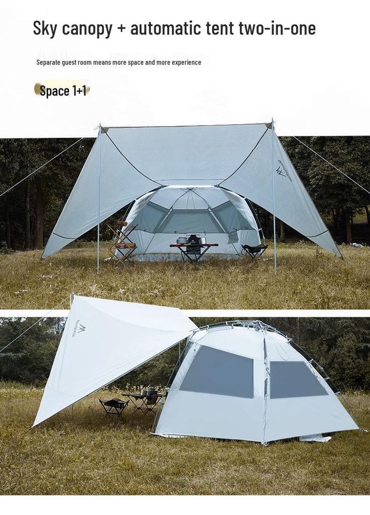 Mountain Outdoor Quick-Open Dome Tent with Detachable Sunshade