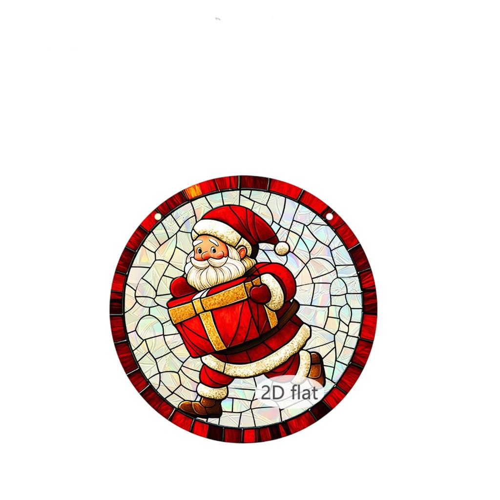 Claus Riding An Elk 2D Acrylic Color Film Color Hanging Window Decoration Porch Decoration