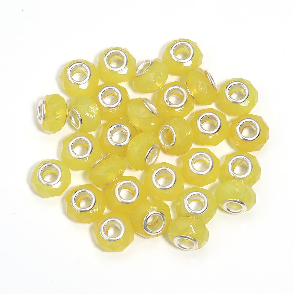 

20pcs/Lot 14mm Jelly Color Faceted Resin Beads Big Hole Spacer Loose Beads For Jewelry Making DIY Bracelet Necklace Wholesale жовтий