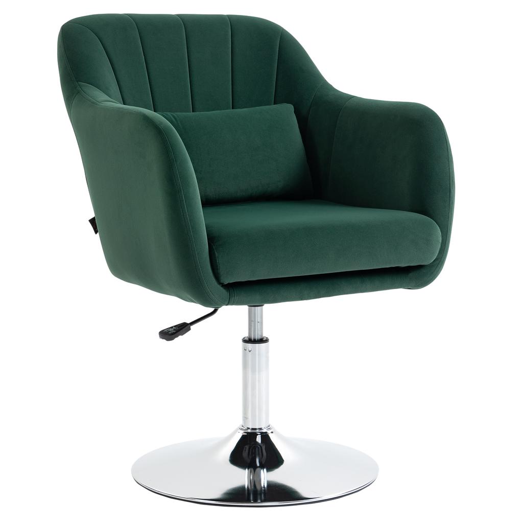 Retro Velvet Swivel Tub Chair with Steel Frame, Cushion Seat, Dark Green