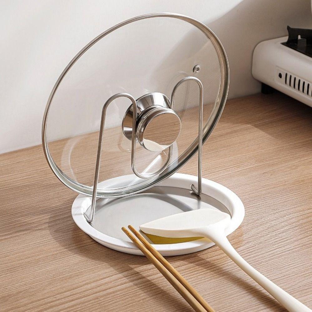 Heat Resistant Pot Lid Holder Stainless Steel Pot Lid Stand Multi-functional Spoon Rest  Kitchen