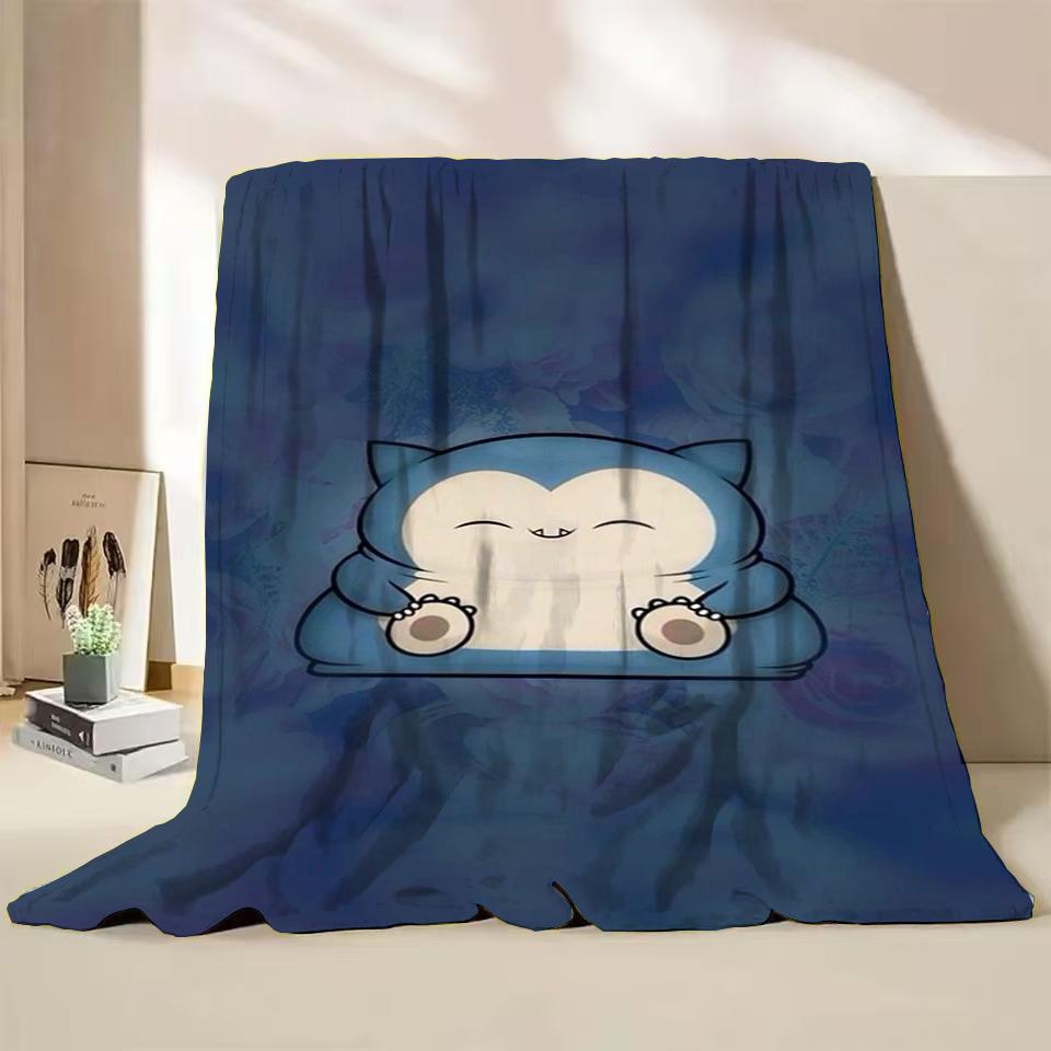 Pokemon Snorlax Flanelová Nadýchaná Fleece Deka pro Domov Ložnici Postel Pohovku Kancelář Dětská Přikrývka Dospělá Měkká Deka Dětský Roztomilý Dárek
