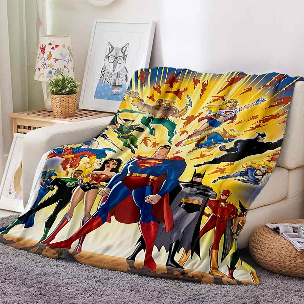 1pc Superheroes Justice Flannel Throw Blanket - Lightweight Soft Warm All-Season Blanket for Sofa, Bed, Travel, Camping  L1029061
