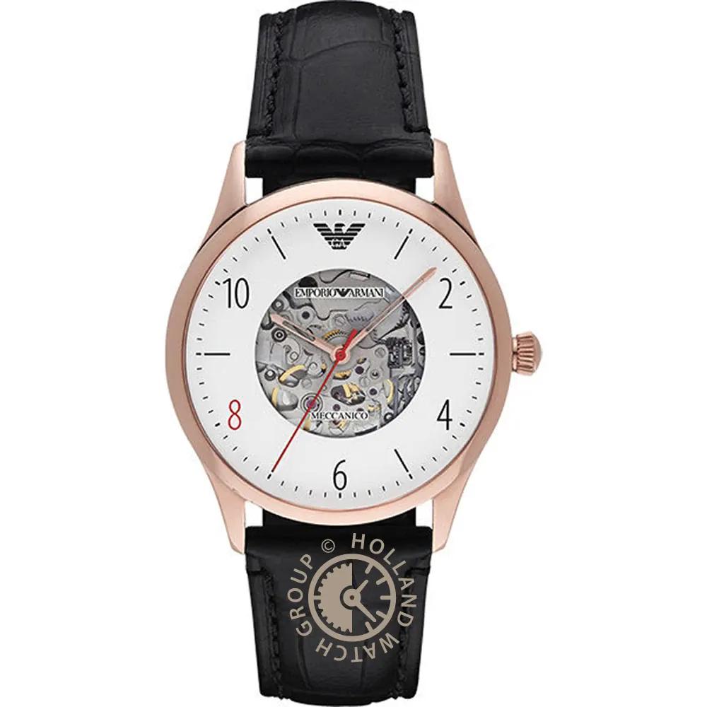 Emporio Armani Historical Collection White Black Leather Men s Mechanical Automatic Watch AR1924 белый