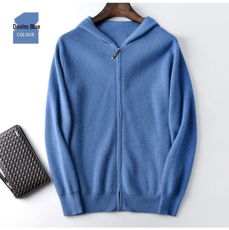 Cardigan Sweats à capuche zippé pour homme Printemps/Automne 2024 - Sweat à capuche en maille unie