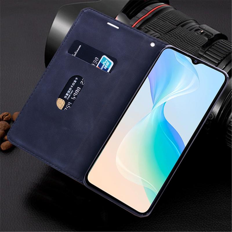 Custodia Portafoglio Per Wiko Y51 In Similpelle Con Flip Cover, Bumper In Silicone, Chiusura Magnetica E Supporto, Colore Marrone