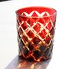 240ml Handmade Japanese Edo Kiriko Style Amber Whiskey Glass Tumbler for Home Bar Decor Rocks Bucket Cocktail Serving