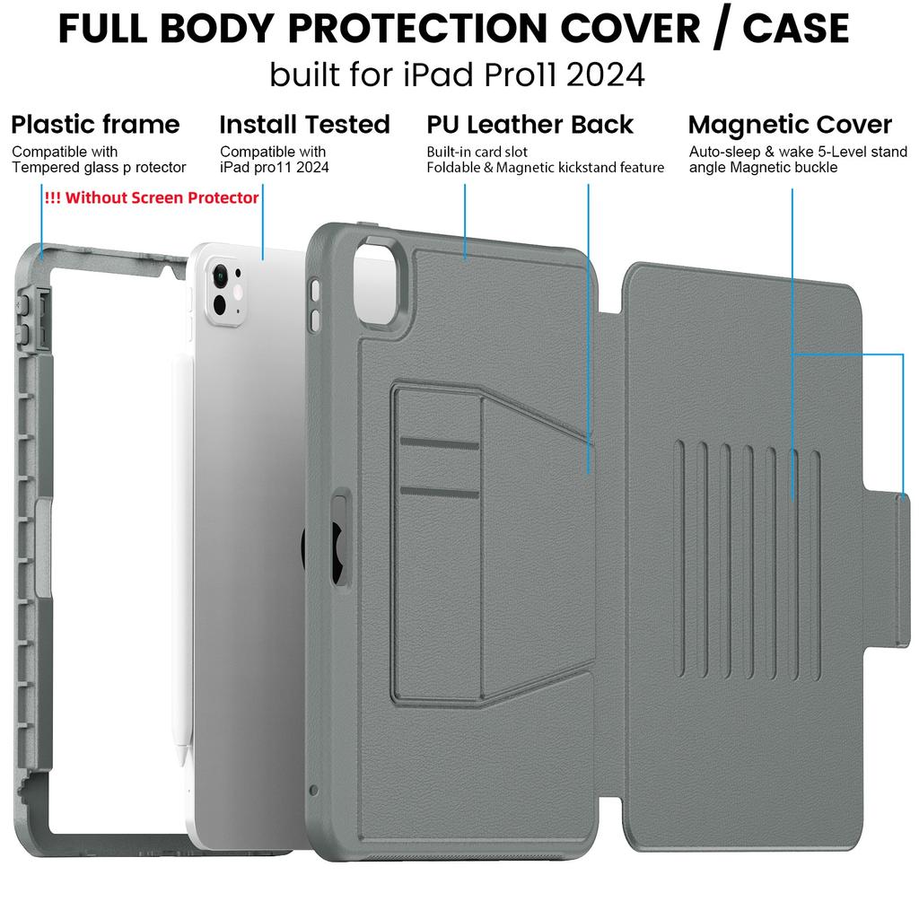 Adjustable Stand Case For iPad Air Pro 11 2025 2024 Air 4 5 10.9 Pro11 2018 2020 2021 2022 With 3-Layer Protect Smart Flip Cover
