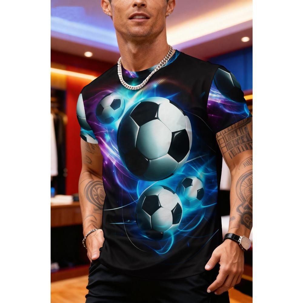 Creative Colorful Stripe Pattern 3D Print T-Shirt Summer Fashion Comfortable Plus Size Breathable Soft Men's Daily Versatile T-shirt
