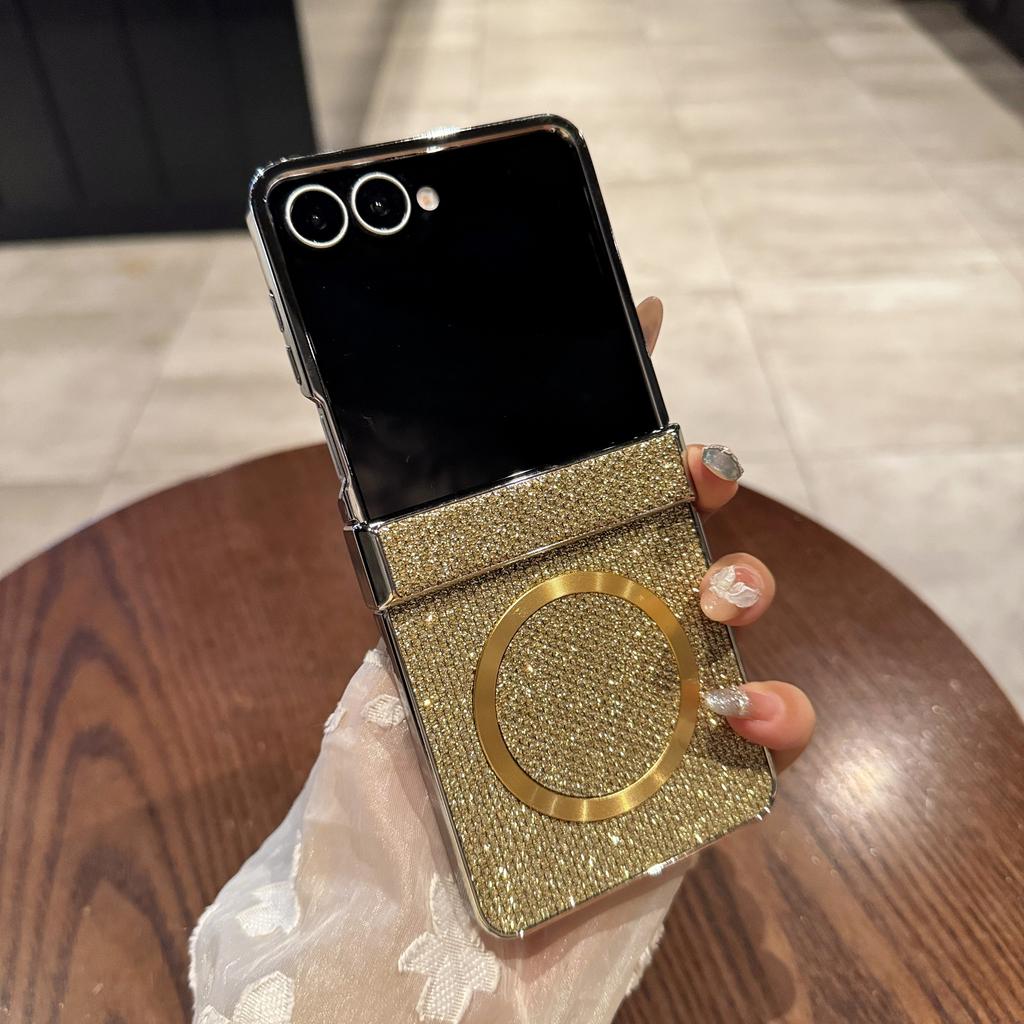 Luxury PC Electroplating Bling Magnetic Phone Case for Samsung Galaxy Z Flip 7 6 5 4 3 Good Texture Shockproof Slim Fit Cover