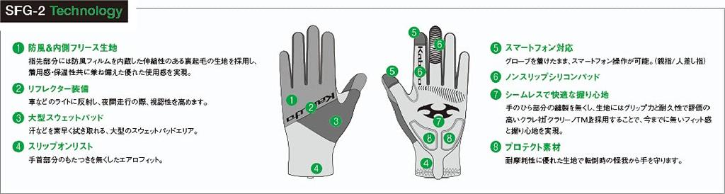 Luvas de Ciclismo OGK KABUTO para Primavera e Outono Preto XL Palma Mão SFG-2 Tamanho Circunferência 215-225mm Comprimento 200-210mm