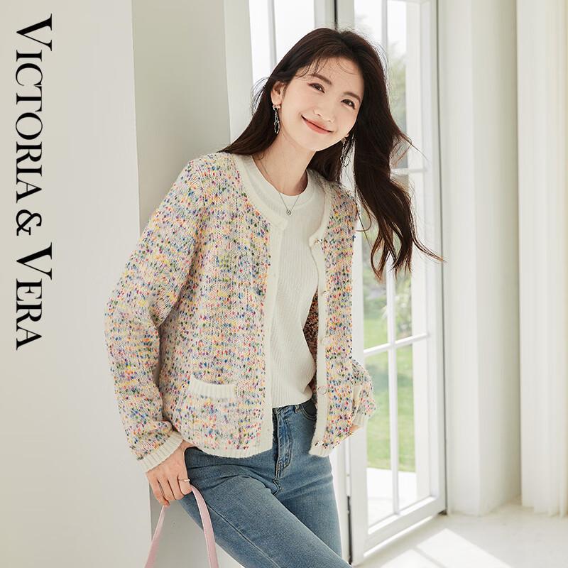 

VICTORIA&VERA Women s Soft Knit Round Neck Cardigan M
