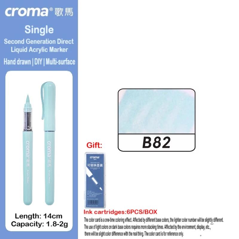 Croma 160/1 Farben Nachfüllbares Direktflüssig-Acrylmarker-Set mit Weicher Spitze, Waschbarer Aquarellpinsel Schulausstattung