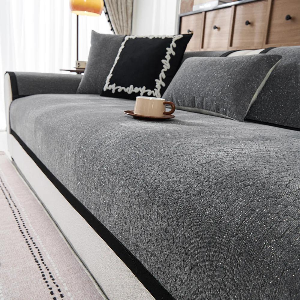 Nordic Chenille Sofa Seat Cover For Living Room Non-Slip Couch Mat Towel Soft Corner Sofa Slipcover Seat Home Protection Pad