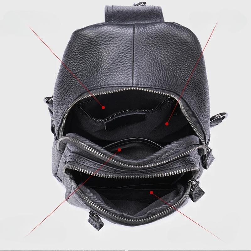 Men's Chest Bag, Genuine Leather Crossbody Bag, Men's Wear-resistant, Expandable, and Reduced Weight