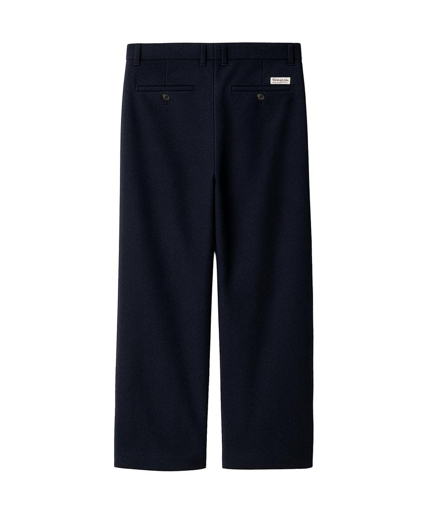 Edeunbeoleokeulleob One-Tuck Wide Fit Wool Blended Pants (Navy)