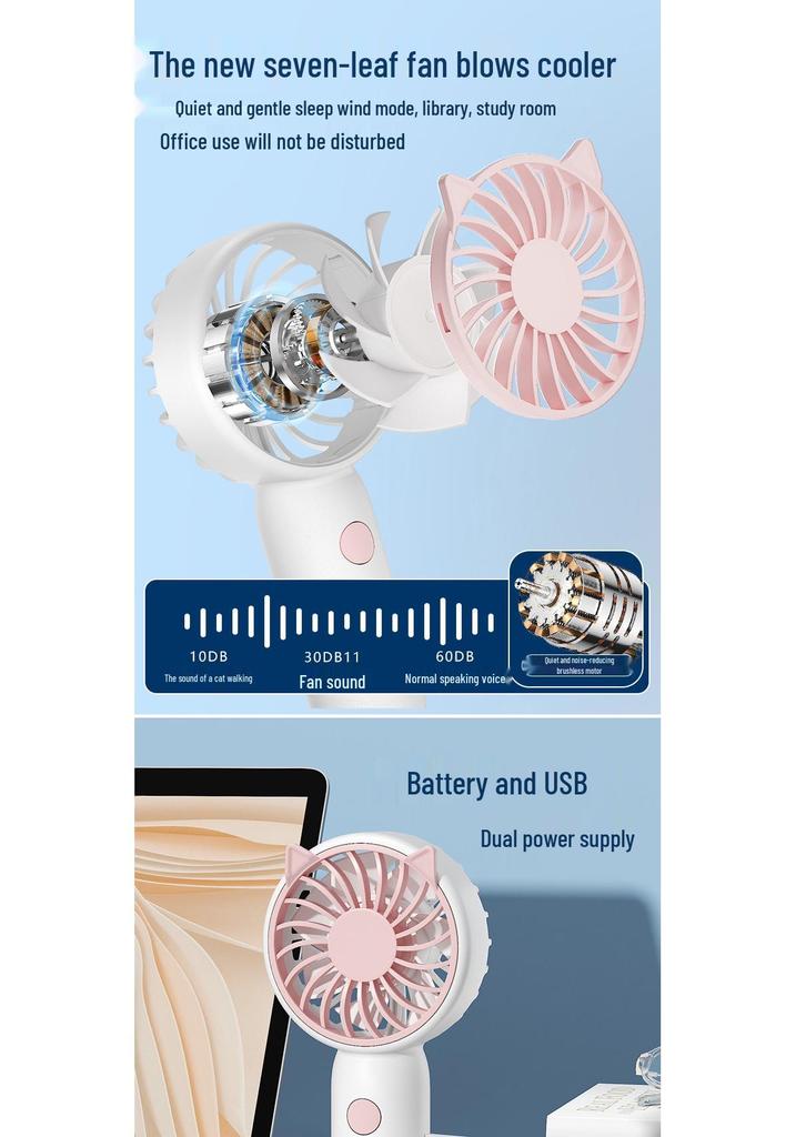 Rechargeable Portable USB Handheld Fan for Baby, Dorm, Outdoor, and Gift Use