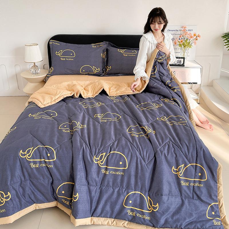 Soft Skin-Friendly Summer Quilt Set Or 1 Pcs Quilt Comfortable Breathable Summer Blanket Lightweight Durble Air Condition Duvet