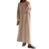 Women's Casual Loose Fashion Solid Color Round Neck Long Sleeve Knitted Long Dress