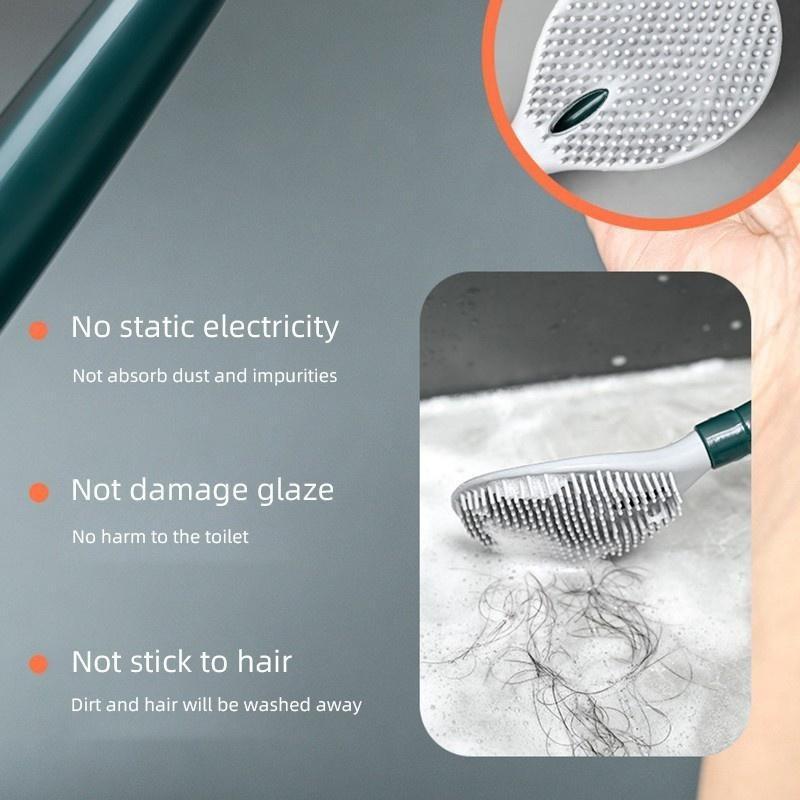 Punch-Free Wall-Mounted Soft Silicone Toilet Brush No Dead Angle Toilet Cleaning Brush Refillable Detergent Toilet Brush with Base