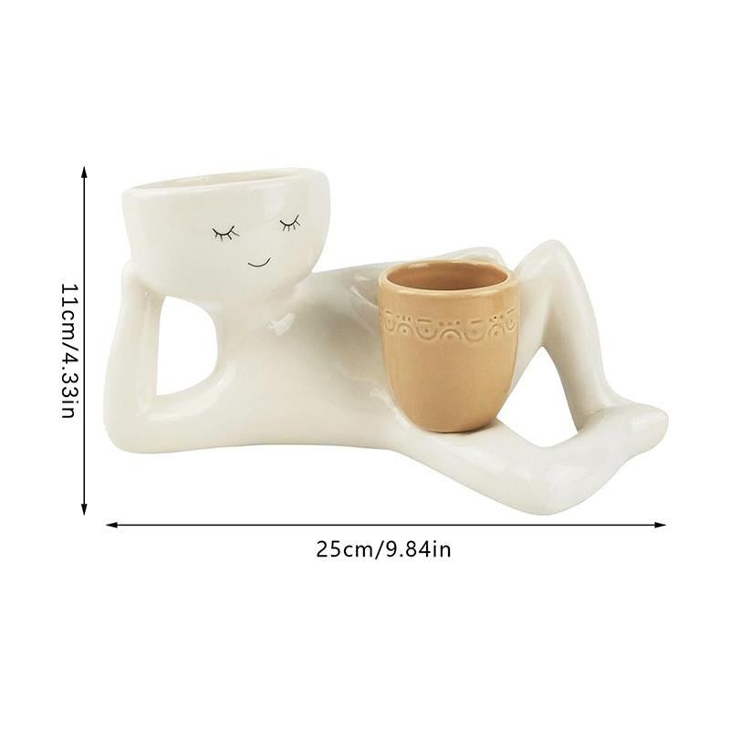 Lazy Guy Planter Funny Planters Smily Face Planter Pot With Drainage Hole Cute Resin Funny Plant Pots Unique Lying Down Figure