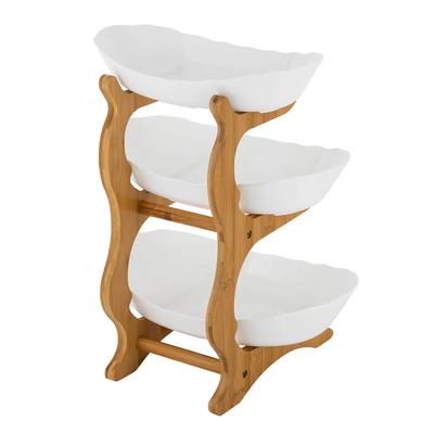Three-tier Fruit Rack, Space-saving Fruit Basket Layers, Sturdy Natural Bamboo Frame, for Vegetables, Fruits, and Snacks