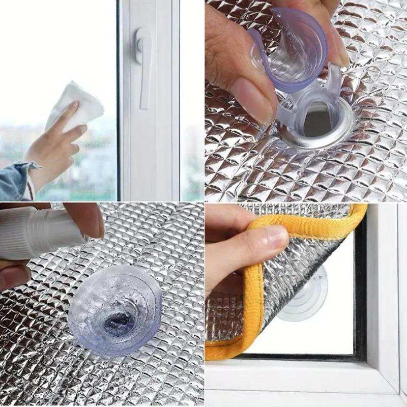 Verdunkelungs-Aluminiumfolien-Fensterfolie mit Saugnapf Doppellagige Wärmedämmung Sichtschutzfolie Glas Anti-UV Sonnenschutzfenster
