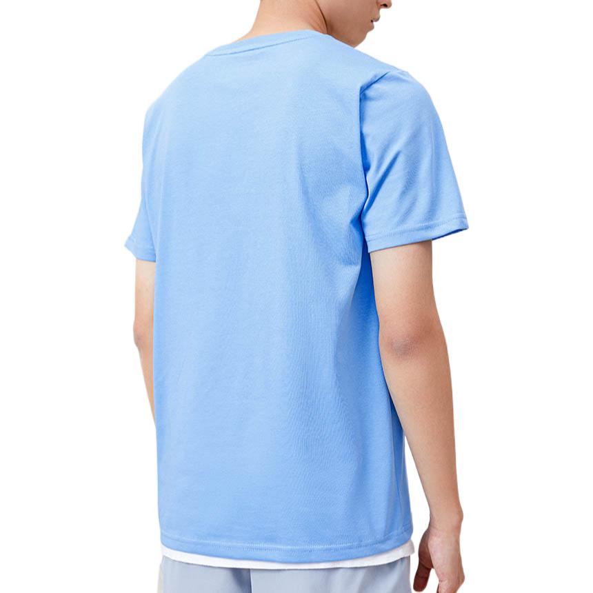 Anta Solid Color Letter Print Fitted Straight T-Shirt Men Tops Blue 152221127-2