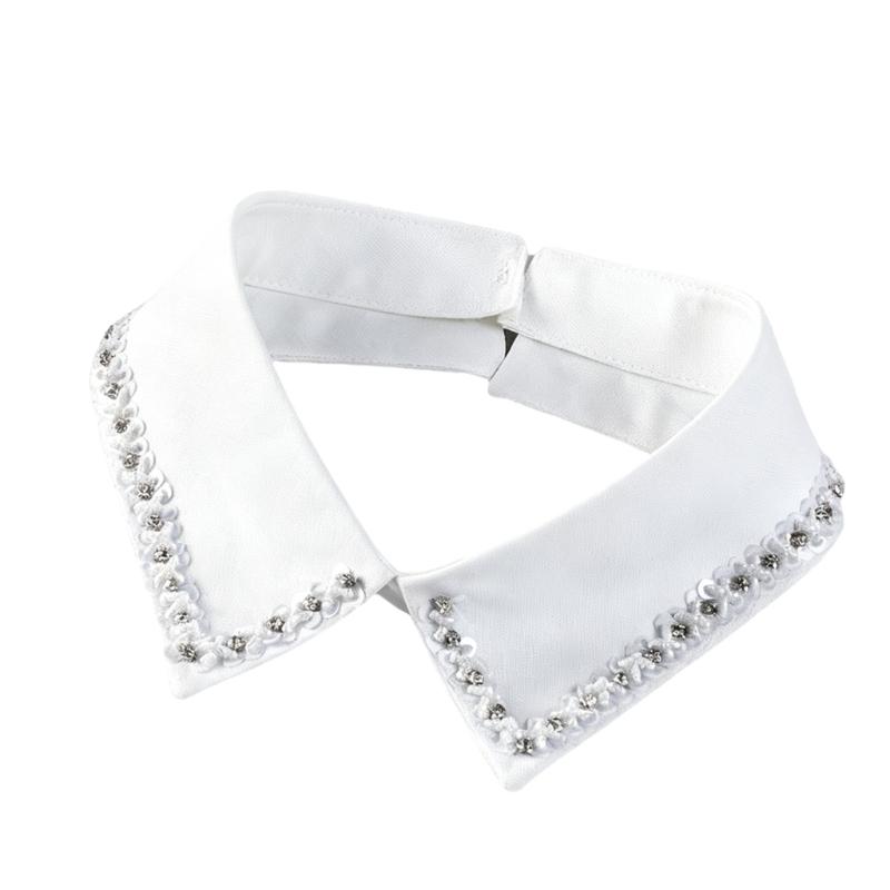 Japanese Style Fake Collar For Shirts Removable Rhinestones Decorated Polyester Fashion Accessory