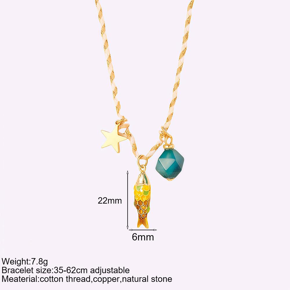 Collana Pesce Stile Boho Y2K per Donna Set da 3 Pezzi Carino Choker Stella Cuore Collari in Pietra Naturale Gioielli Estivi Trendy da Donna a Catena Lunga