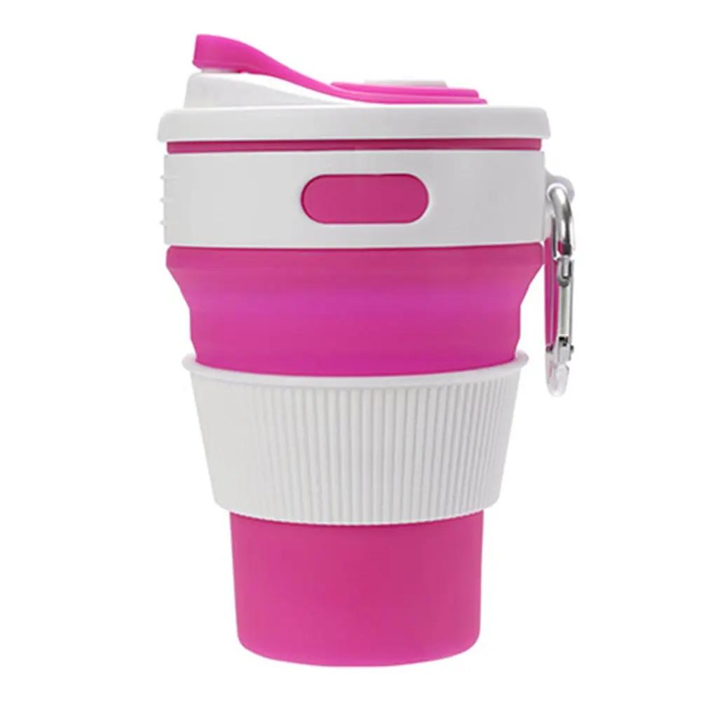 Folding Silicone Cup With Carabiner Portable Telescopic Drinking Collapsible Coffee Cup Multi-function Foldable Mug For Travel