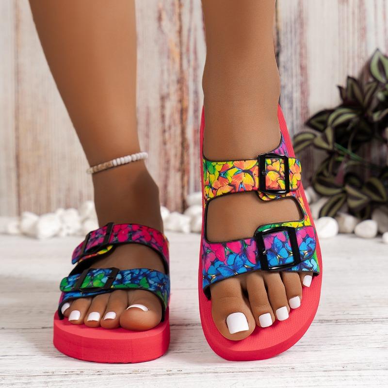 Button-up Double-breasted Thick-soled Women's Shoes for Beach Comfort, Lightness and Flip-flops