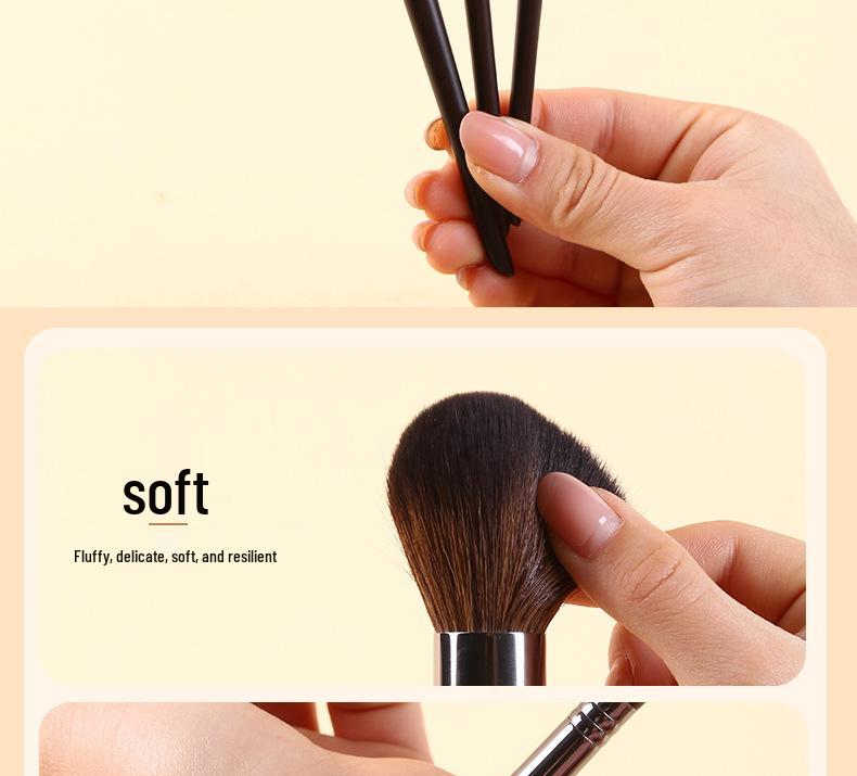 14-Piece Animal Hair Makeup Brush Set - Skin-Friendly Wool Powder Brushes