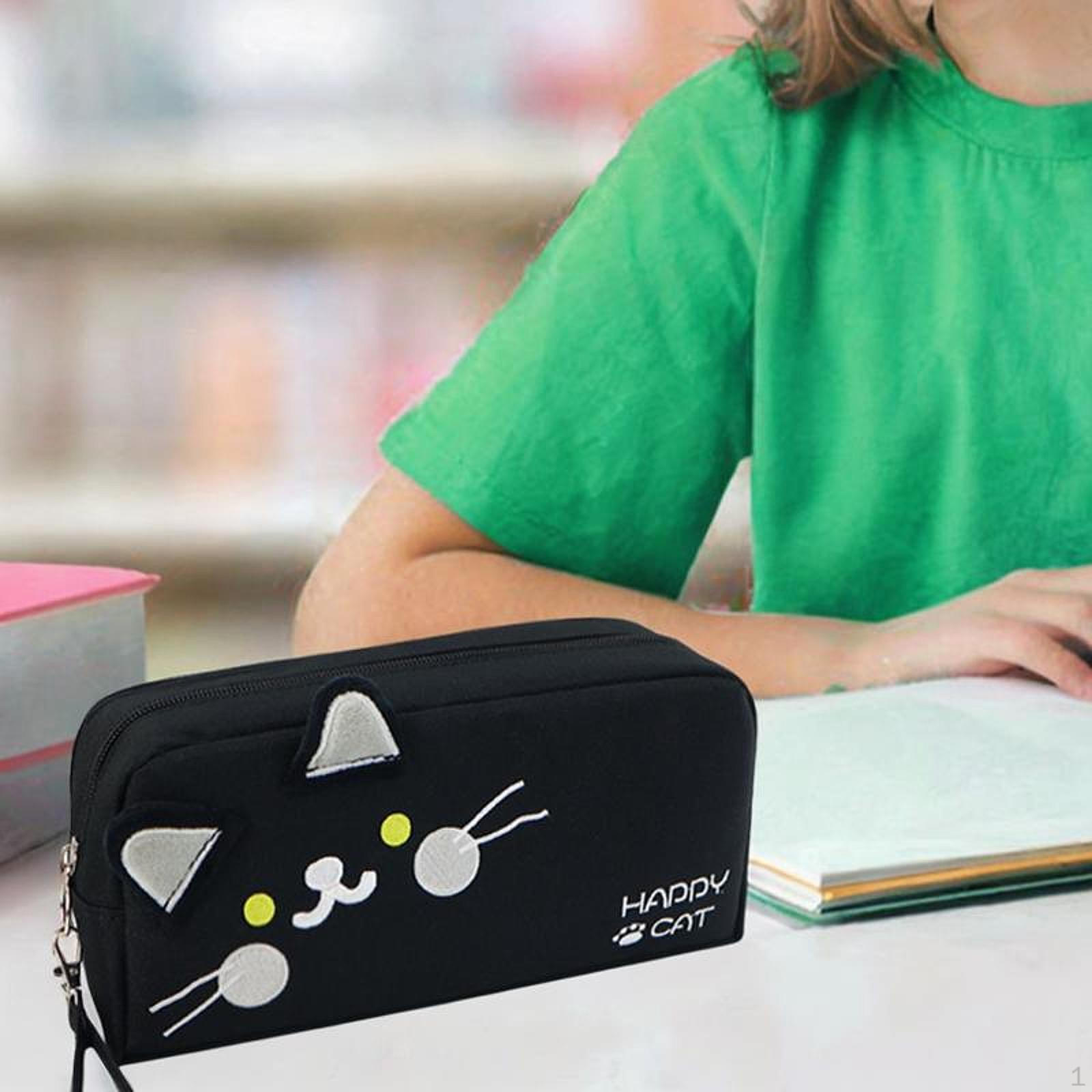 

Кошачий пенал, милый, легко носить и хранить, многофункциональный органайзер для макияжа и канцелярских принадлежностей для чёрный