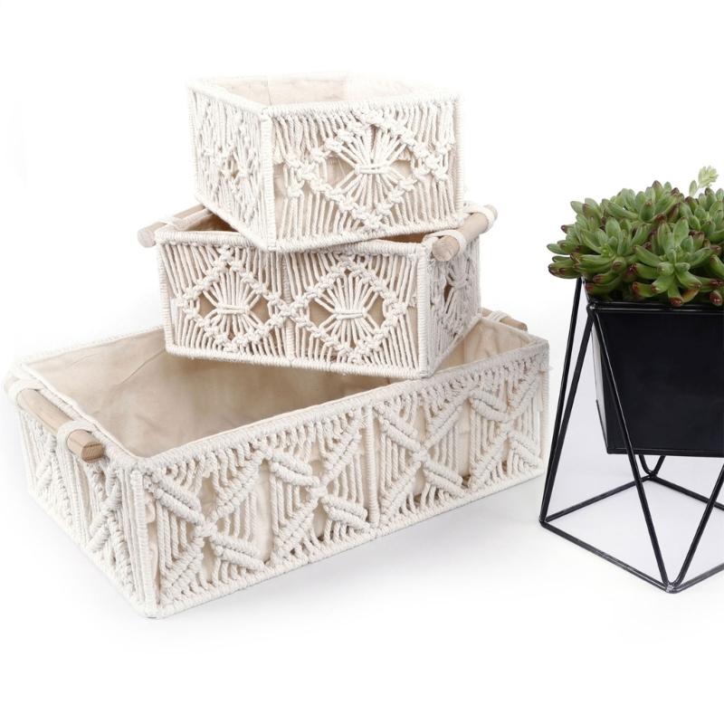 Multipurpose Sturdy Cotton Weave Storage Box Accessory for Tissues and Remote Controls Stylish Home Decoration