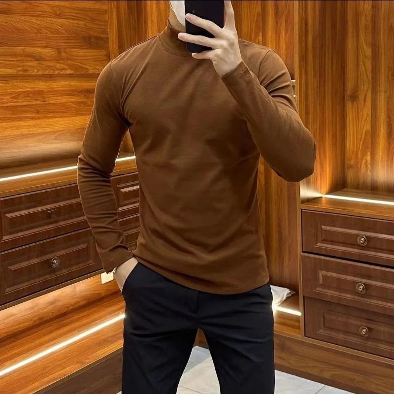 Senior Business Casual All-match Pullovers Turtleneck Solid Color Elasticity Comfortable Skin Friendly Men's Top Autumn 2024