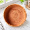 Handwoven Rattan Storage Basket Handmade Round Open Rustic for