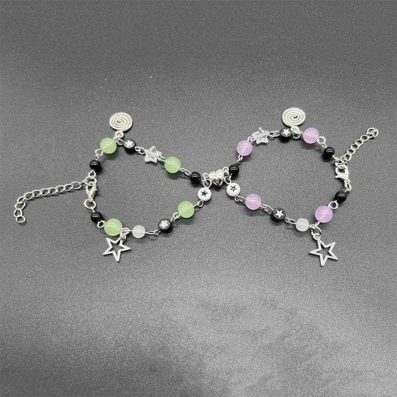 Convenient Magnetic Closure Bracelet Accesslry Durable Acrylic Alloy Bracelets Bangles Comfortable Beaded Wrist Chains