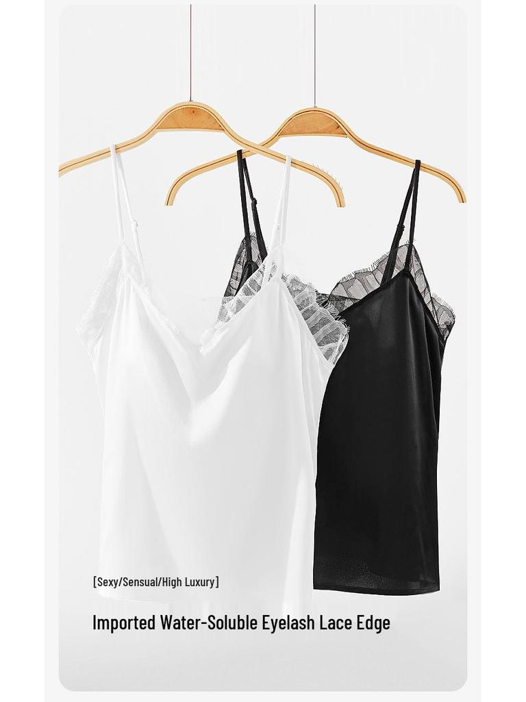Tangge Luxury Lace-Trimmed Mulberry Silk Camisole with No-Wire Bra