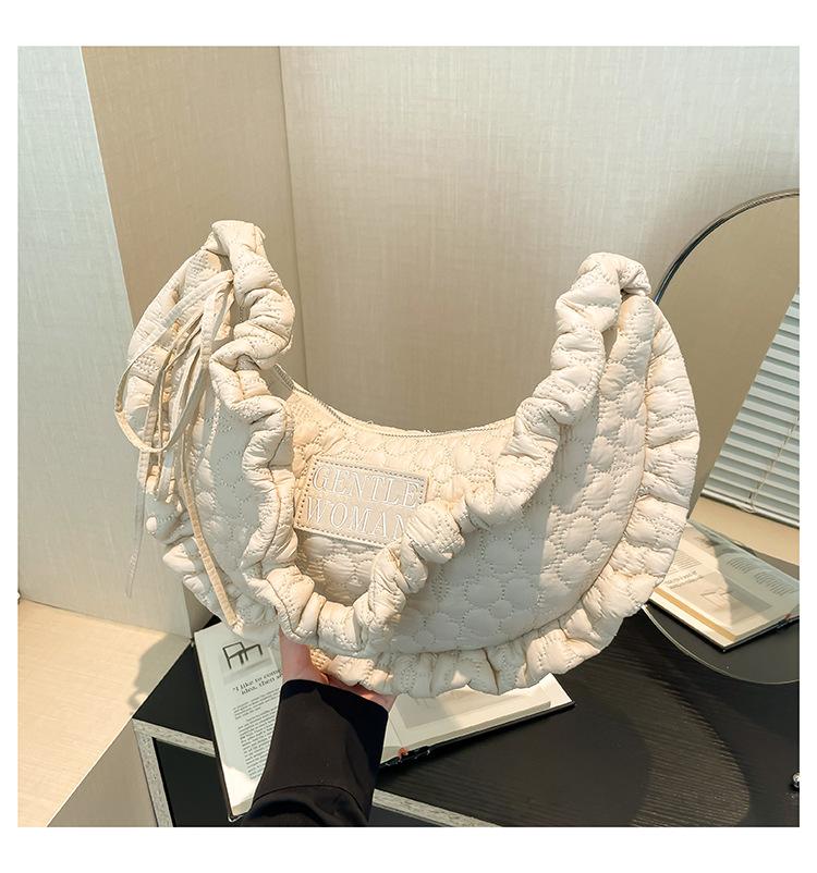 

2024 осінь та зима нова повсякденна ретро сумка-пельмень модна інтернет-знаменитість сумка на шнурку через плече месенджер жіноча сумка хвилястий візерунок хакі