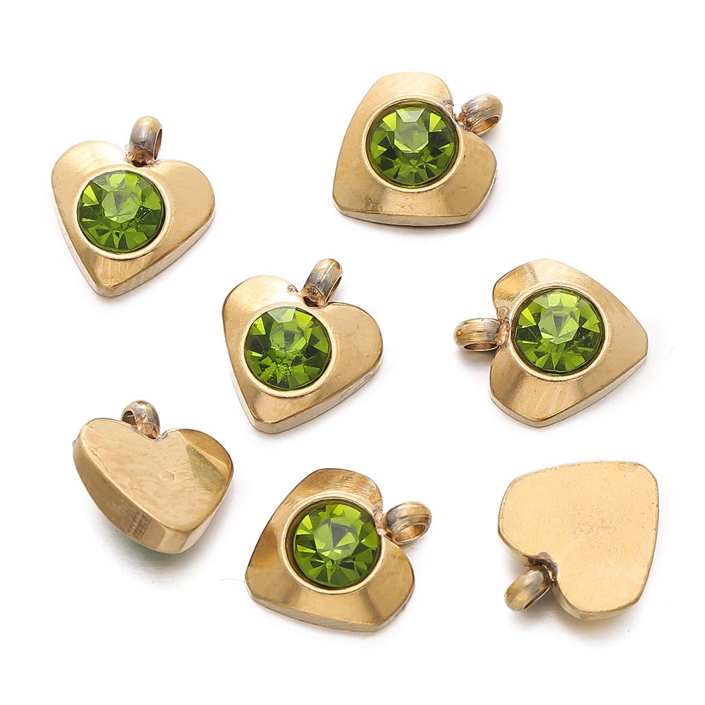 10pcs Gold Color Stainless Steel with Crystal Rhinestone Charms Heart Pendants for DIY Necklace Earrings Charm Jewelry Making