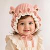 Elastic Soft Princess Knitted Hat Lace Ruffle Trim Ear Protection Hat  Baby Toddlers