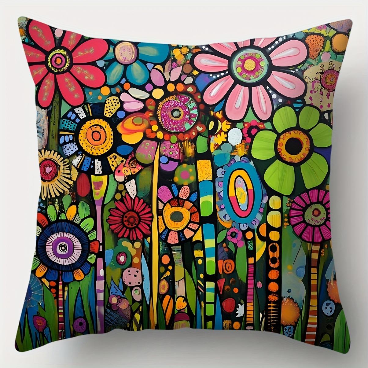 

Яркие абстрактные цветочные наволочкиЧехол для подушки на диван в гостиную, мягкий и удобный, украшение для спальни 16x16in 40x40cm