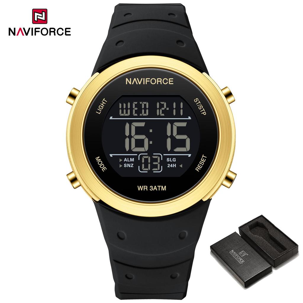 Naviforce Men's Boy Digital Watch Date Day Chronograph Silicone Strap Night Pattern Waterproof Outdoor Casual Sports Men's Boy Watch NF9246