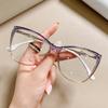 Women Cat Eye Glasses TR90 Gradient Transparent Frame Eyewear Fashion Stylish Sweet Plain Eyeglasses Gafas De Lectura Hombre